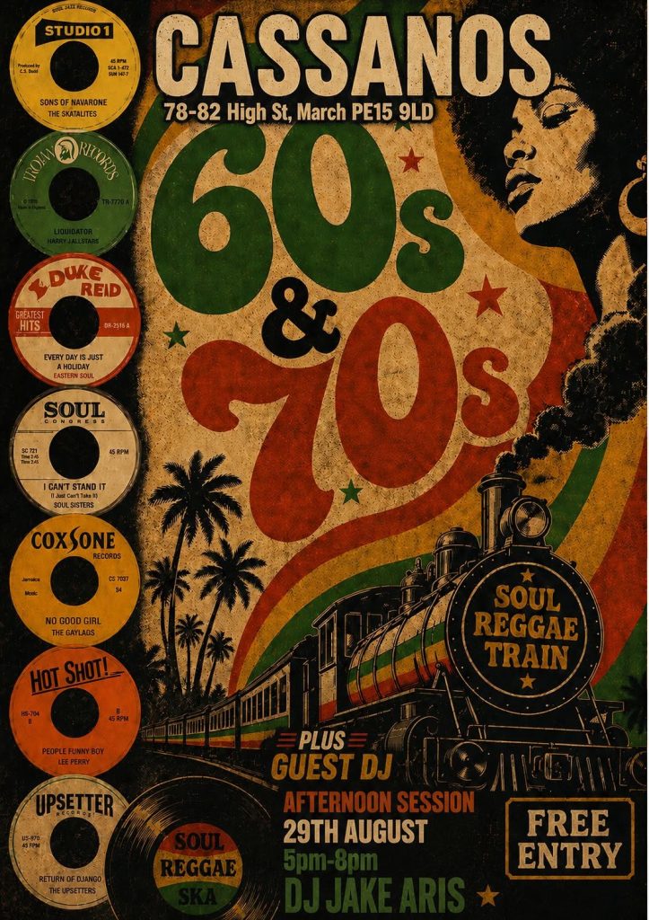Cassanos free entry soul and reggae 5pm-8pm